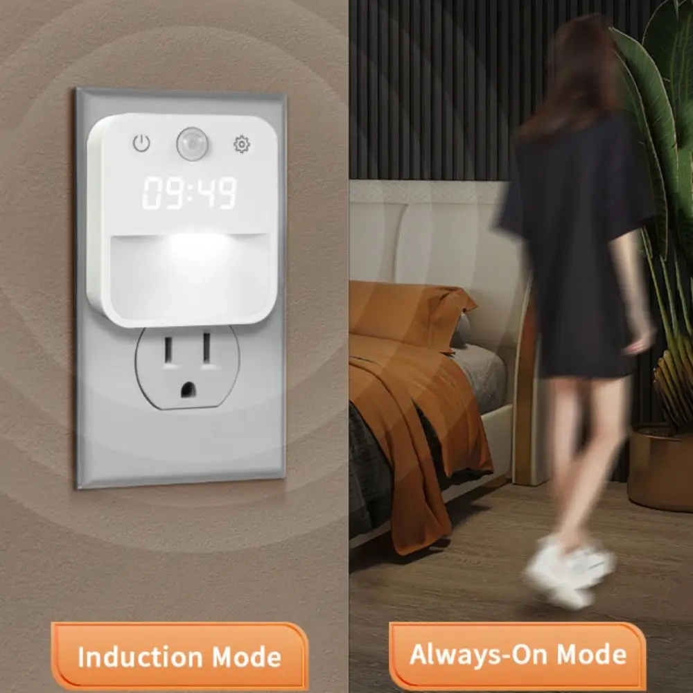 Infinite Dimming Human Body Induction Clock Clock Display Warm White Motion Sensor Clock Dusk to Dawn Sensor