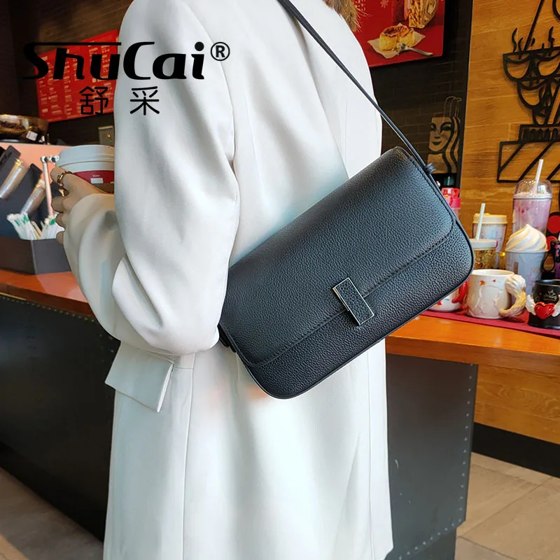 2024 New Underarm Bag Simple Shoulder Crossbody Premium Feeling Small Square Bag Genuine Leather Women's Bag