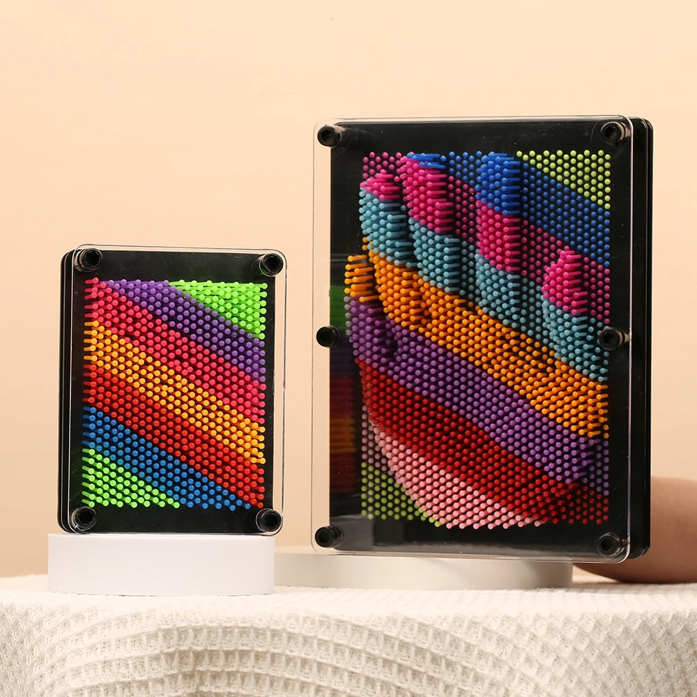 3D Pin Art Toy, Rainbow Color Creative Unique Plastic Pin Art Board