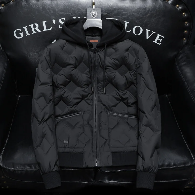 

Men's down Jaet Lightweight Faionable Winter Coat Hooded White Du down Youth 2025 New Sle Slim Fit Long Sve Zipper