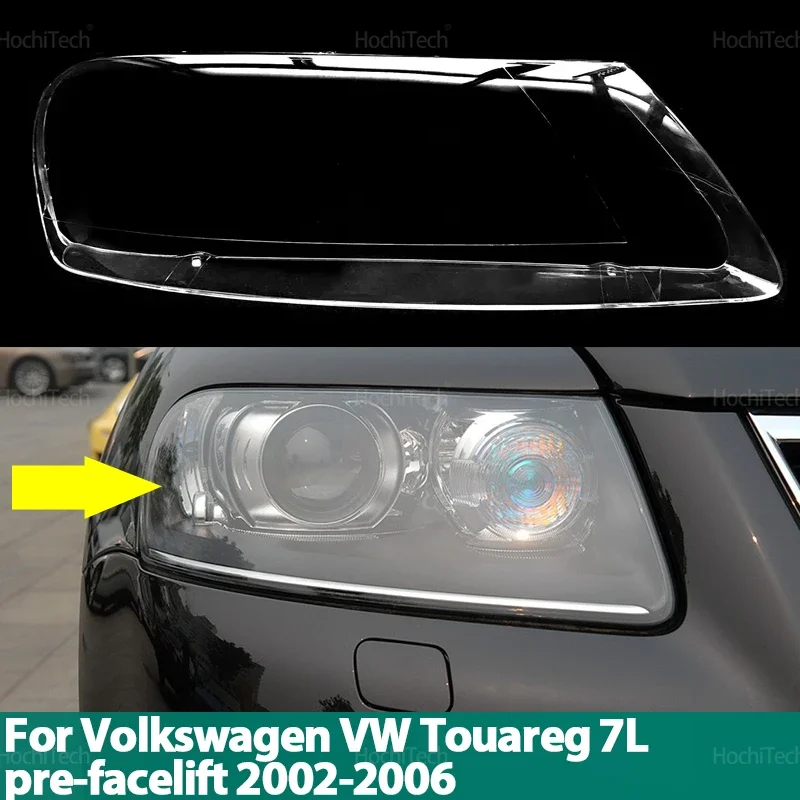 Transparent Front Headlights Lens Shell Cover Lampcover Lampshade for Volkswagen VW Touareg 7L pre-facelift 2002-2006