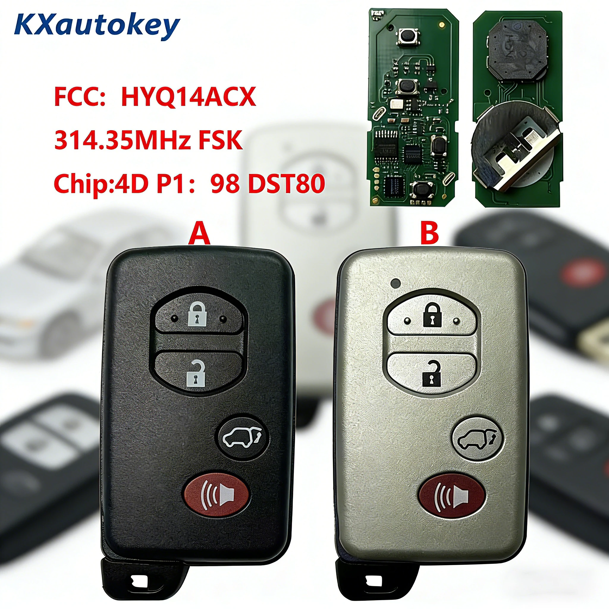 

KXK007055 Для Toyota VENZA 2009-2016 FCCID-HYQ14ACX Чип-4D P1 98 DST80 Запасной ключ с функцией бесключевого доступа и запуска двигателя для Toyota