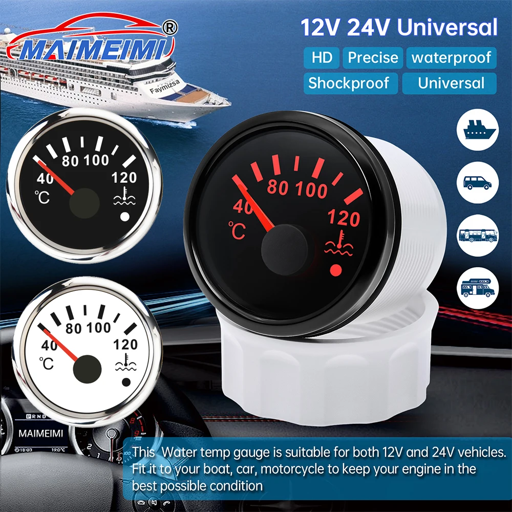 

40-120 degree Water Temperature Gauge red Backlight Digital pointer Car Gauge / Car Water Temperature Sensor