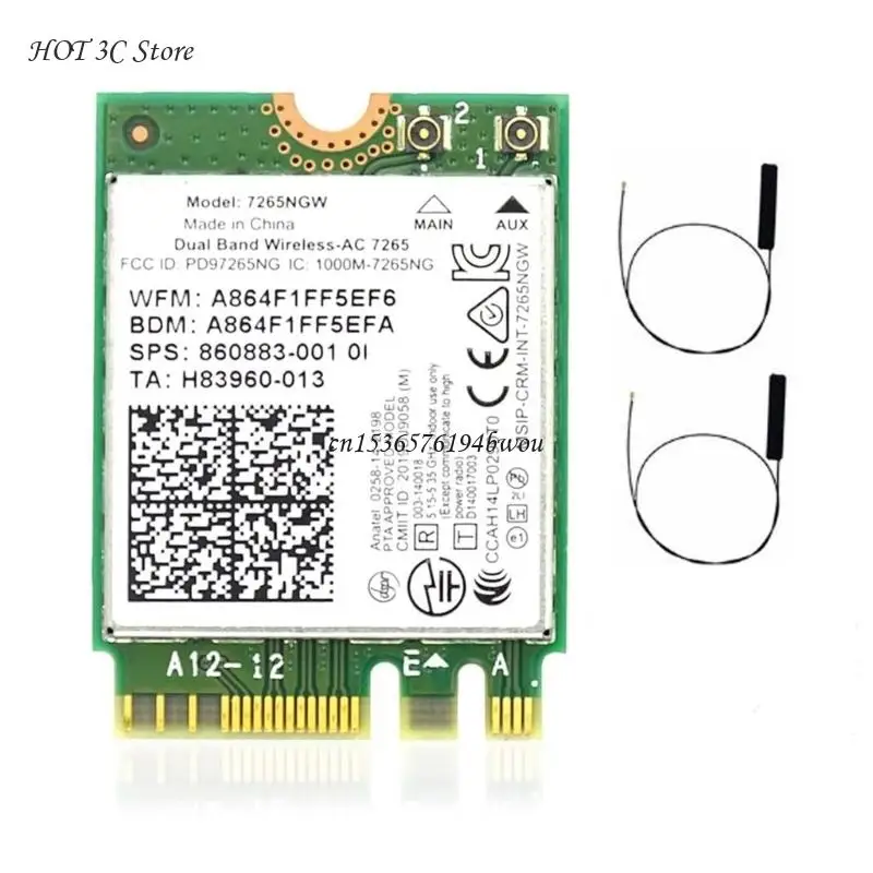 Dual-Band Wireless-AC 7265 7256NGW  Card 802.11AC 1200M Wi-Fi +Bluetooth4.2 NGFF-  WLAN WIFI Card intel7265