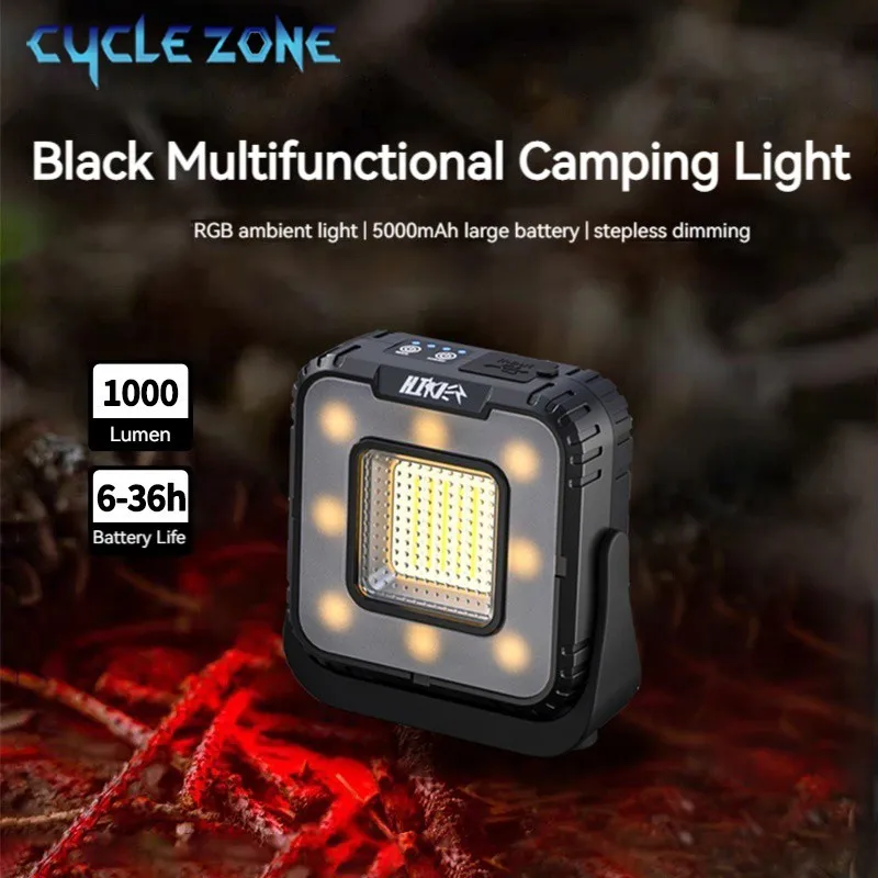 Rechargeable Camping Lantern 5000mAh Stepless Dimming Atmosphere Light Outdoor Hanging Tent Light for Emergency Camping Hiking