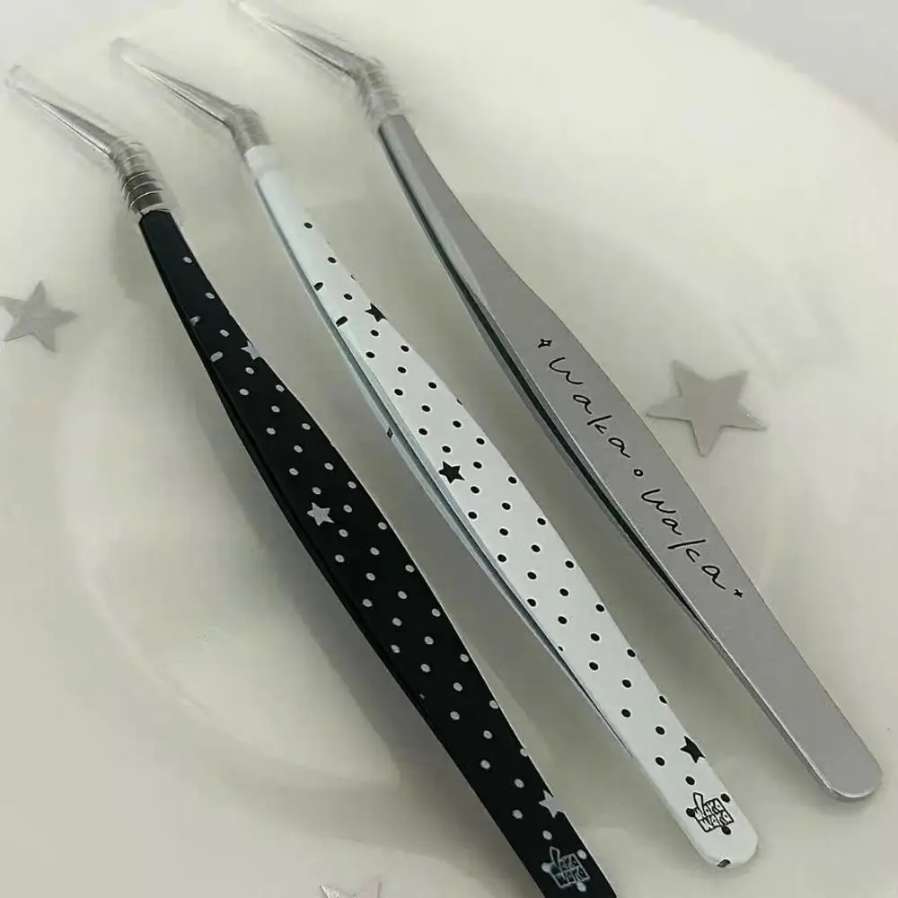 

Stainless Steel Curved Stickers Tweezers Anti-static High Precision False Eyelash Tweezers Cartoon Eyelash Curler