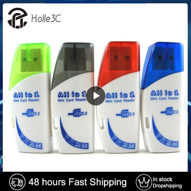 อะแดปเตอร์เครื่องอ่านการ์ด4 in 1หลากสี USB 2.0สำหรับ SD/ MS/ TF/เครื่องอ่าน M2