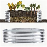 Land Guard Galvanized Raised Garden Bed Oval Large Metal Planter Box Kit for Outdoor Garden Vegetables Flowers Herbs Planting