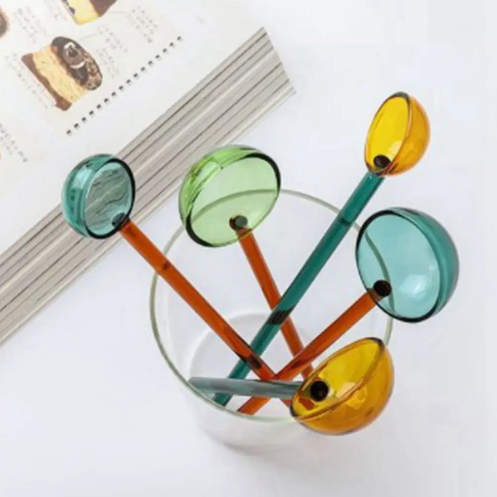 Round Rod Colored Transparent Dessert Coffee Scoop Kitchen Gadgets Stirrer Tableware Stirring Spoons Spoon