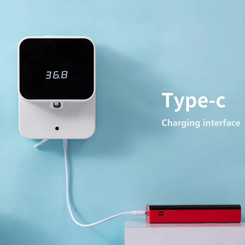 موزعات الصابون السائل الجديدة القابلة لإعادة الشحن المثبتة على الحائط بثلاث سرعات للتعديل موزع الرغوة الأوتوماتيكي آلة المطهر اليدوي #4