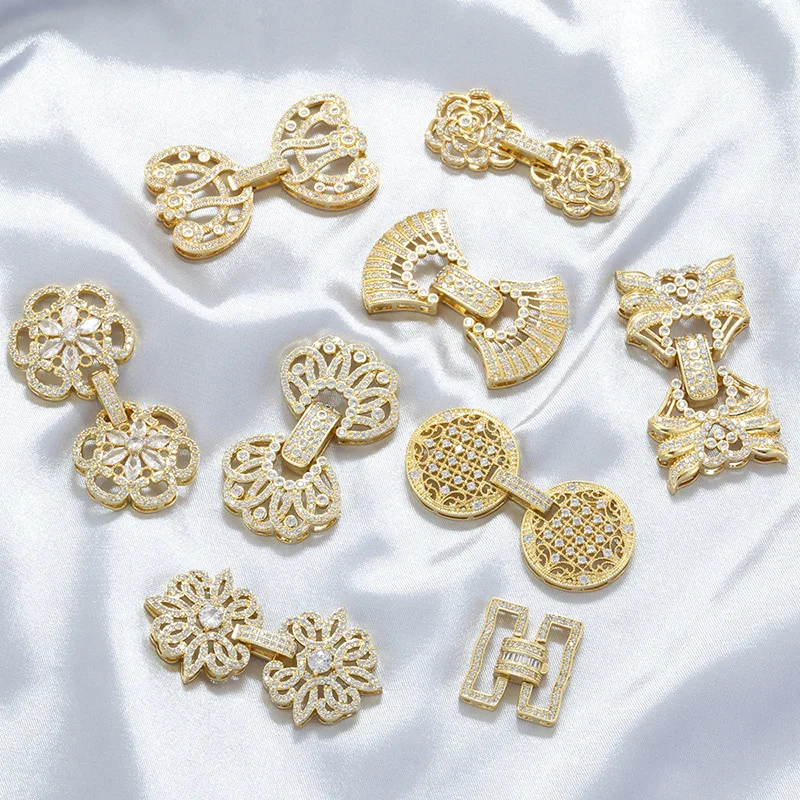 Juya 18K Gold Plated Decorative Connector Fasteners Lock Clasps For DIY Needlework Natural Stones Pearls Beading Jewelry Making