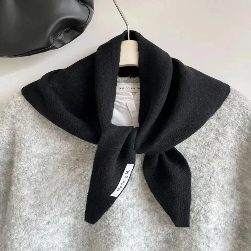 Korean Style Wool Knitted Triangular Scarf Multi-functional Warm Triangle Knit Scarves Headscarf Shawl Winte