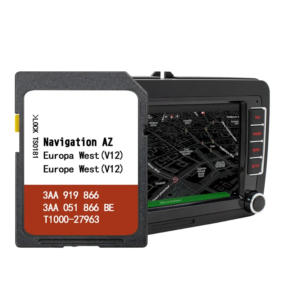 3AA919866 RNS315 for VW Tiguan (GP) Since 2012 Vehicle 2021 Navigation AZ V12 WEST SD Card 8GB Western EU UK Maps Sat Nav