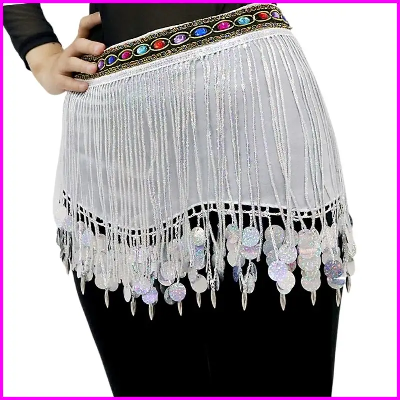 Écharpe hanche danse du ventre, Costume d'halloween, tenue Festival Raves, jupe portefeuille à paillettes, Mini jupe