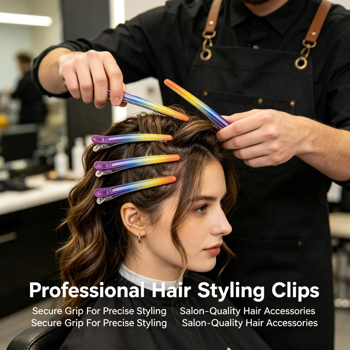 

4/6/10/12Pcs Professional Hairdressing Hairpins Rainbow Colors Sectioning Cutting Hair Clamps Barber Hair Clips Styling Tools