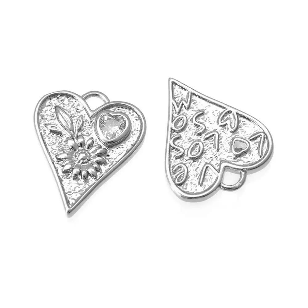 4 قطعة 18K الذهب اللون النحاس الزركون القلب مع عباد الشمس Charms المعلقات عالية الجودة عقد دي اي واي صنع المجوهرات اكسسوارات