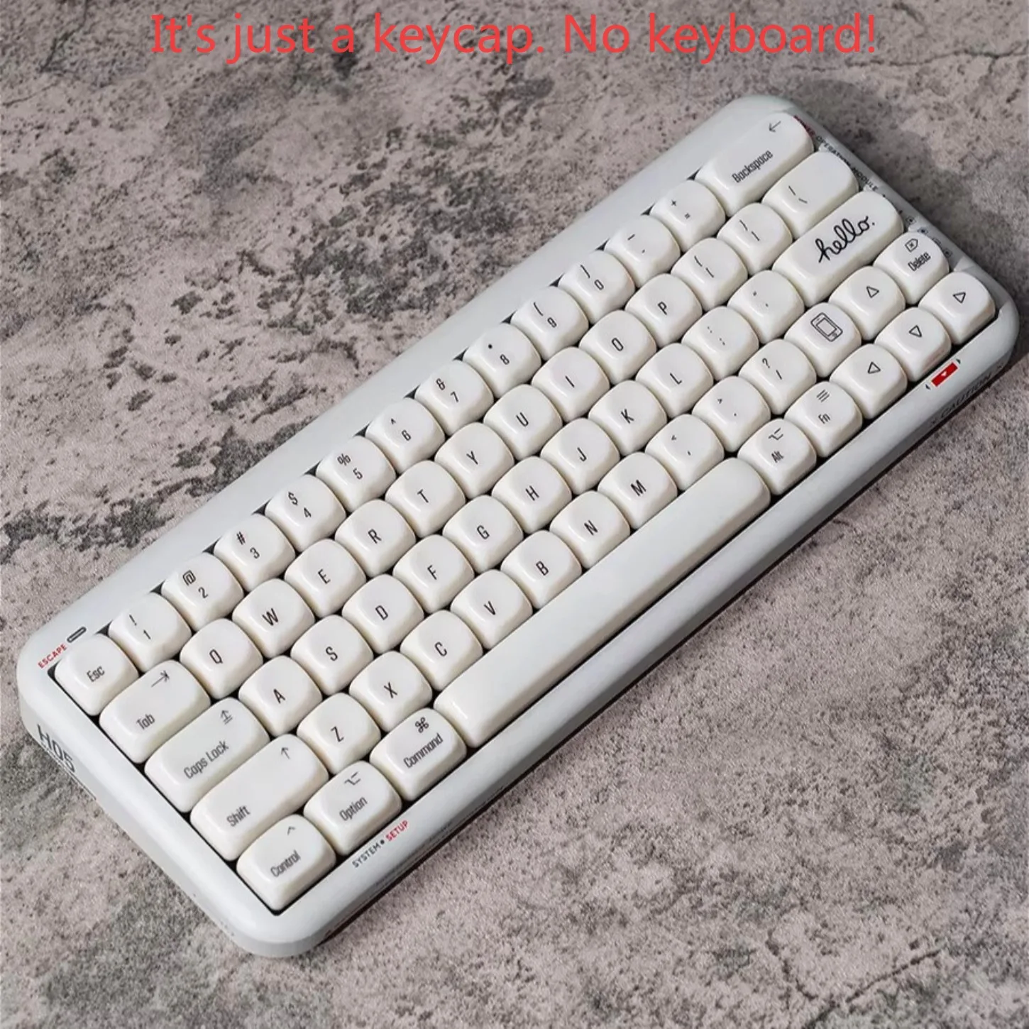 MOA Profile Apple Style Keycaps PC Milky White Ceramic Like 136 Keys Backlit Keycaps for 61/75/87/108 Layout Mechanical Keyboard