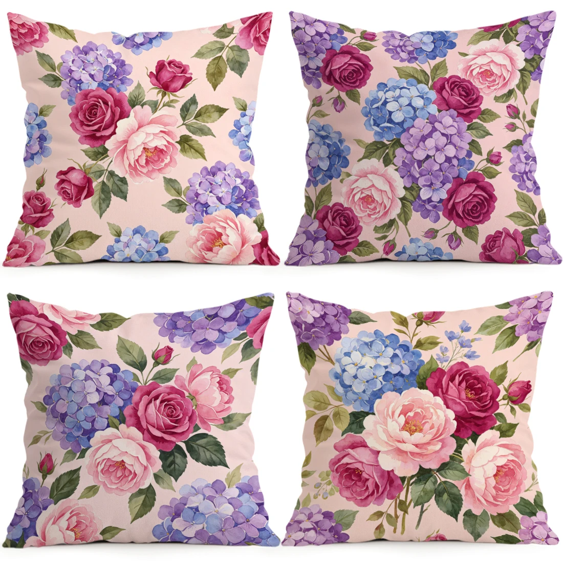Hydrangea Rose Pillowcase Printed Polyester 40/45/50cm Throw Pillowcover Decorative Sofa Cushion Pillowslip Home Decor