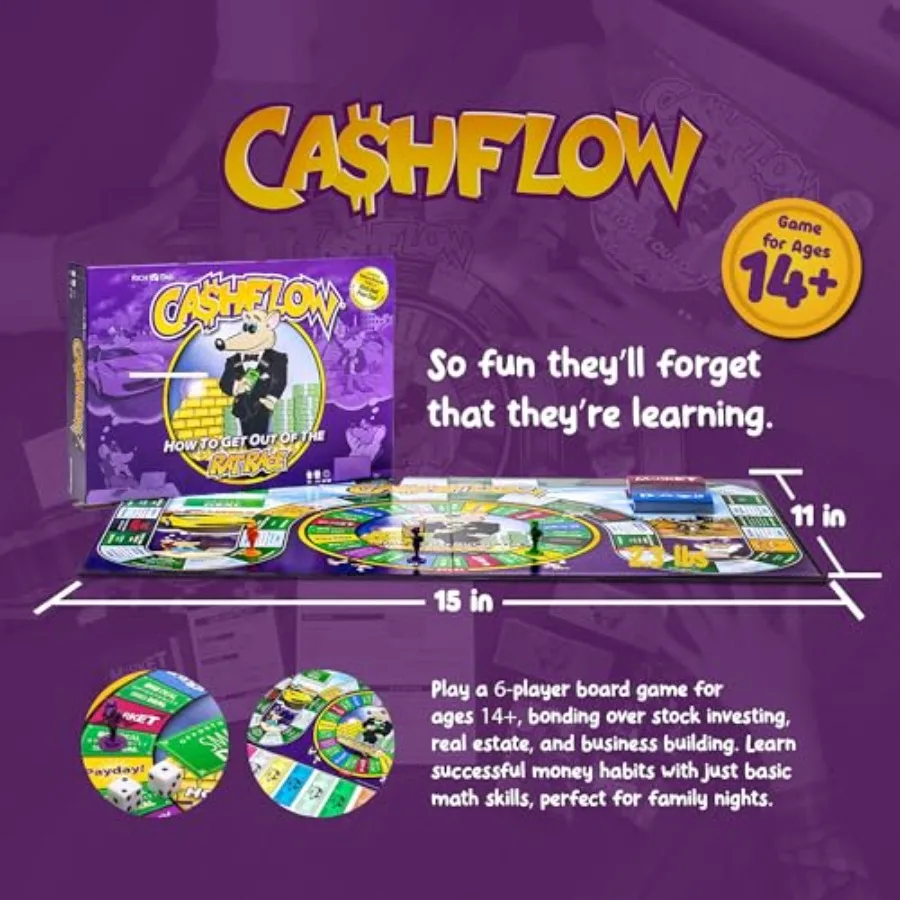 Juego de mesa CASHFLOW, juego educativo de alfabetización de finanzas comerciales para edades de 14 años en adelante, juegos interactivos de aprendizaje financiero para anuncios de adolescentes