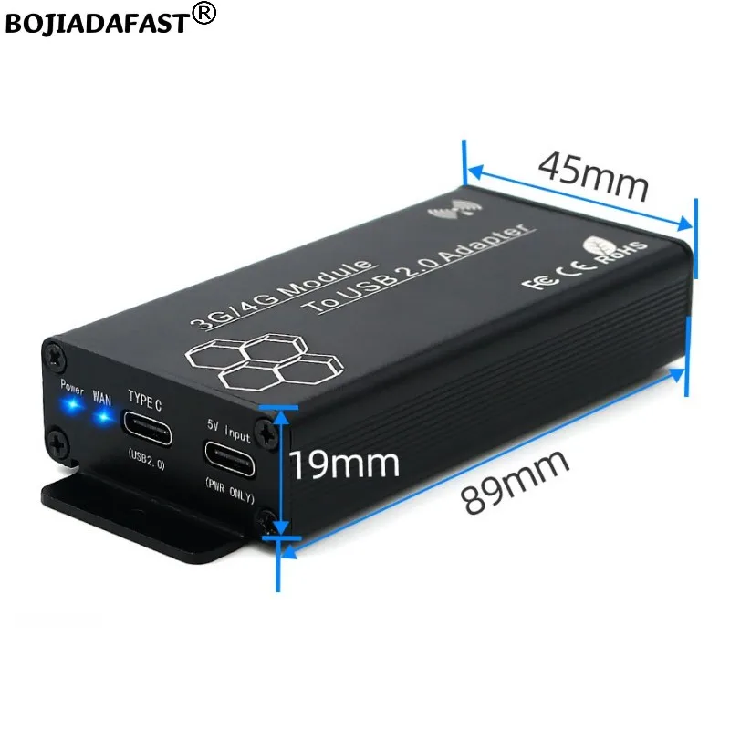 USB 2.0 Type-A Connector to M.2 B-Key Wireless Adapter 1 SIM Card Slot 2 Antennas Protection Case For 3G 4G LTE Modem Module