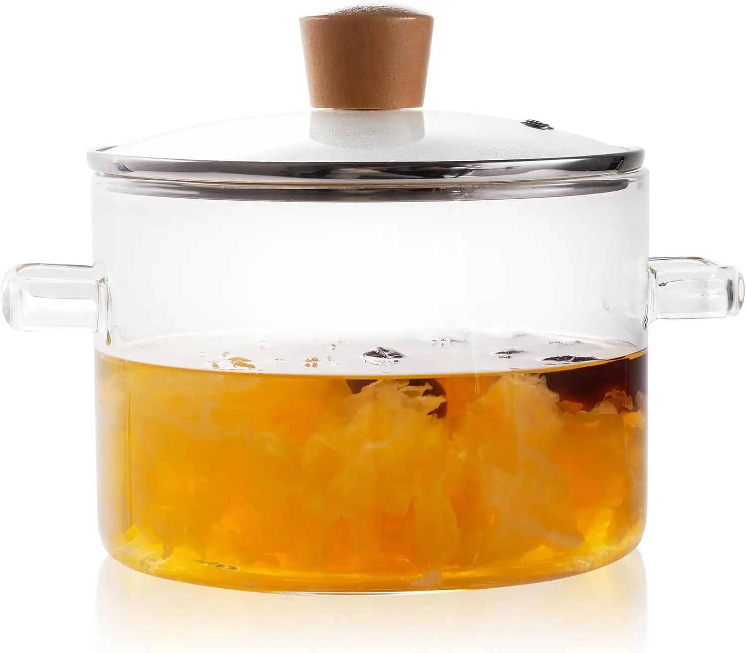 

Glass Pots for Cooking on Stove, 1.8L Clear Simmer Pot with Lid, Stovetop Cookware