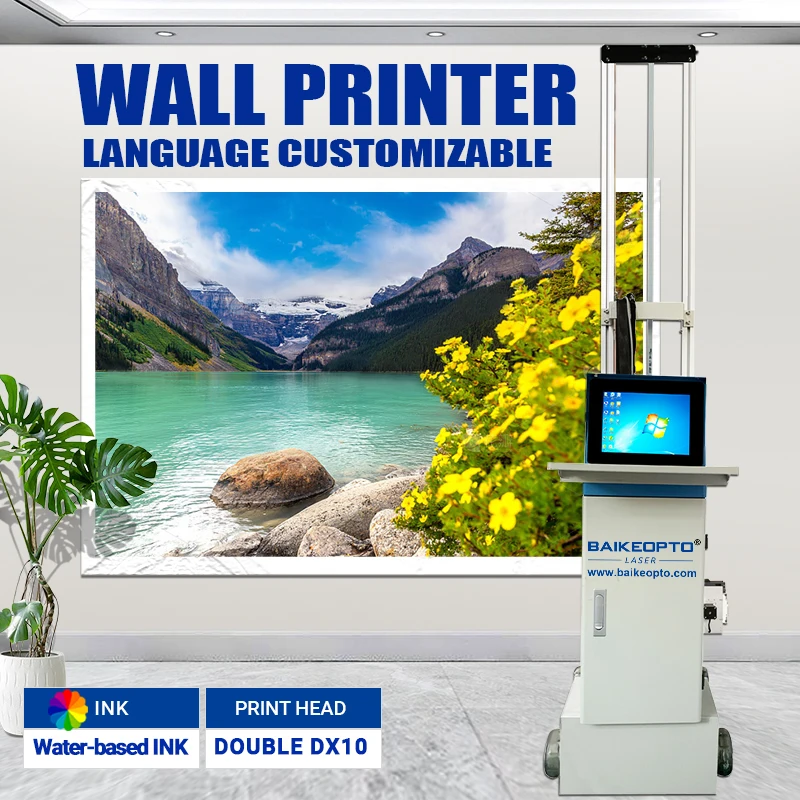 Factory Price BK-WP200N Pro Wall Printer CMYK Eco-Friendly Ink Double Epson DX10 Nozzles 2.5M Height ForGlass Ceramic Wood