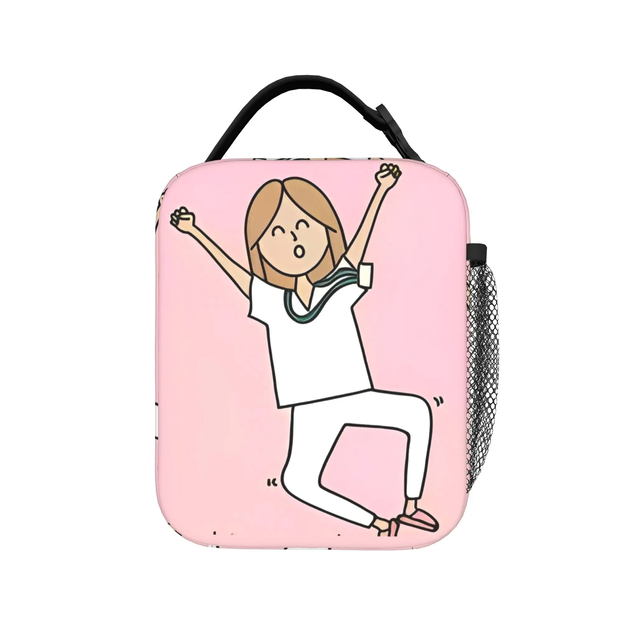 Happy Nurse Enfermera En Apuros Medical Lunch Bag Insulated Lunch Box Women Office Cooler Bag Fun Oxford Thermal Lunch Bags