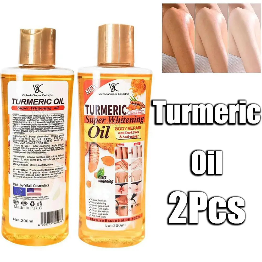 2Pcs Turmeric Oil Natural Turmeric Essential Oil Dark Spot Corrector Massage Oil Skin Care Whitening Moisturizing Repair 400ml