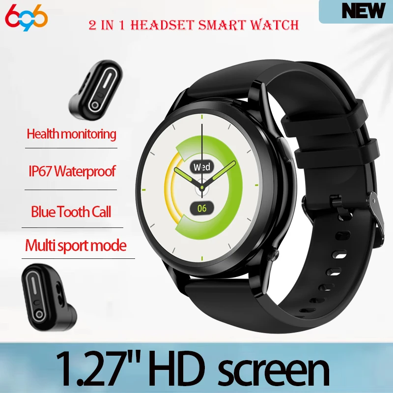

New 2 In 1 Smart Watch Earbuds Waterproof Blue Tooth Call Sports Watches Wireless Earphones Women Heart Rate Health Smartwatch