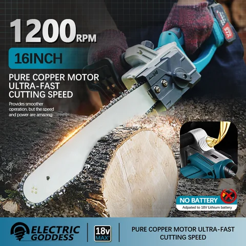 2500W 16 인치 무선 전기 톱 고전력 가정용 전기 전기 톱 휴대용 톱질 Makita 18V 용 플라스틱 금속 절단 도구