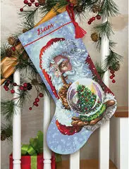 Cross Stitch Kits Cartoon Dream Home Decor   Embroidery Set Cotton threads  Canvas Santa Claus and crystal ball stockings