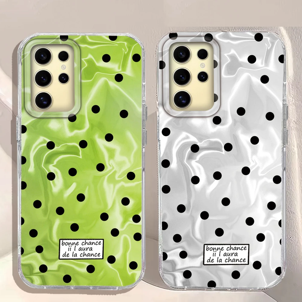 Schwarze kreisförmige Punkte Wasser Textur Frauen Mädchen Handyhülle für Samsung Galaxy S24 S22 S23 S25 Edge S21 Plus S20 FE Ultra TPU Cover