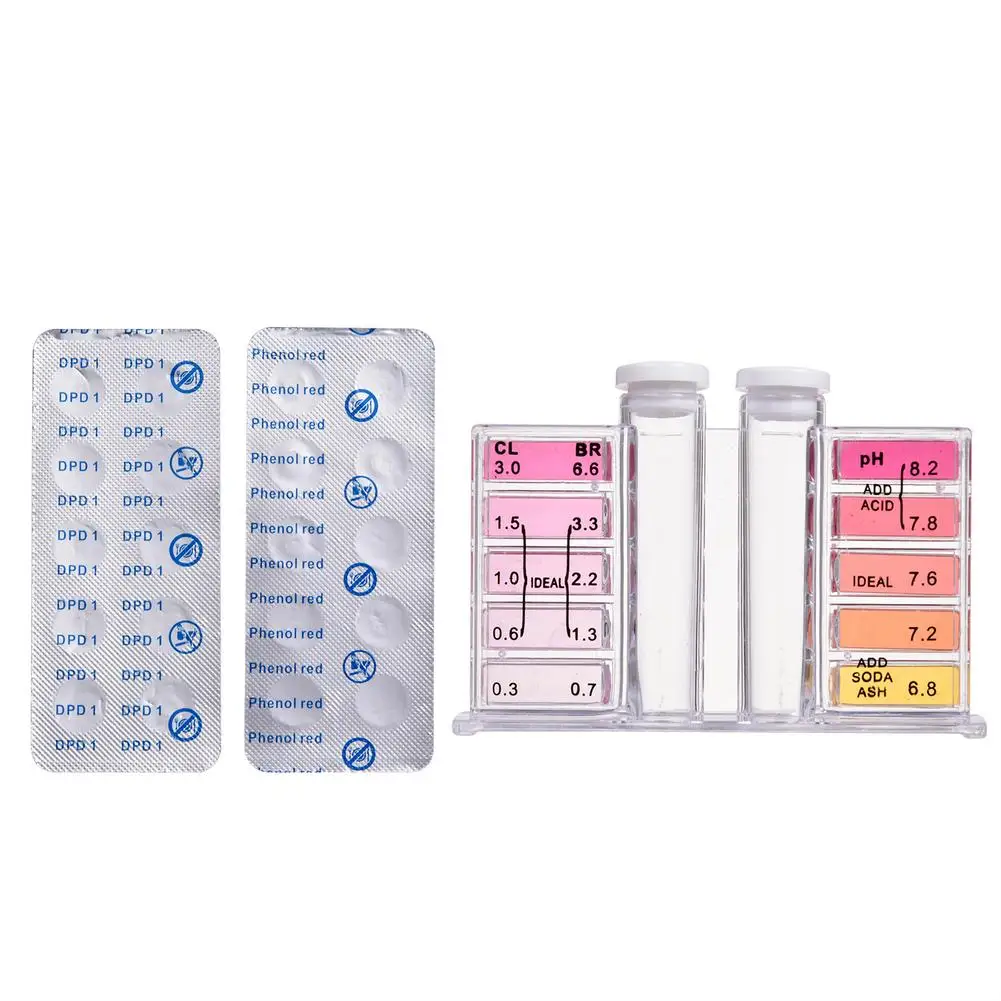 Wasser qualitäts test 2-in-1-Detektorreagenzrohr pH-Wert/dpd1 Chlor test tabletten ph Chlor Schwimmbad Tester Kit