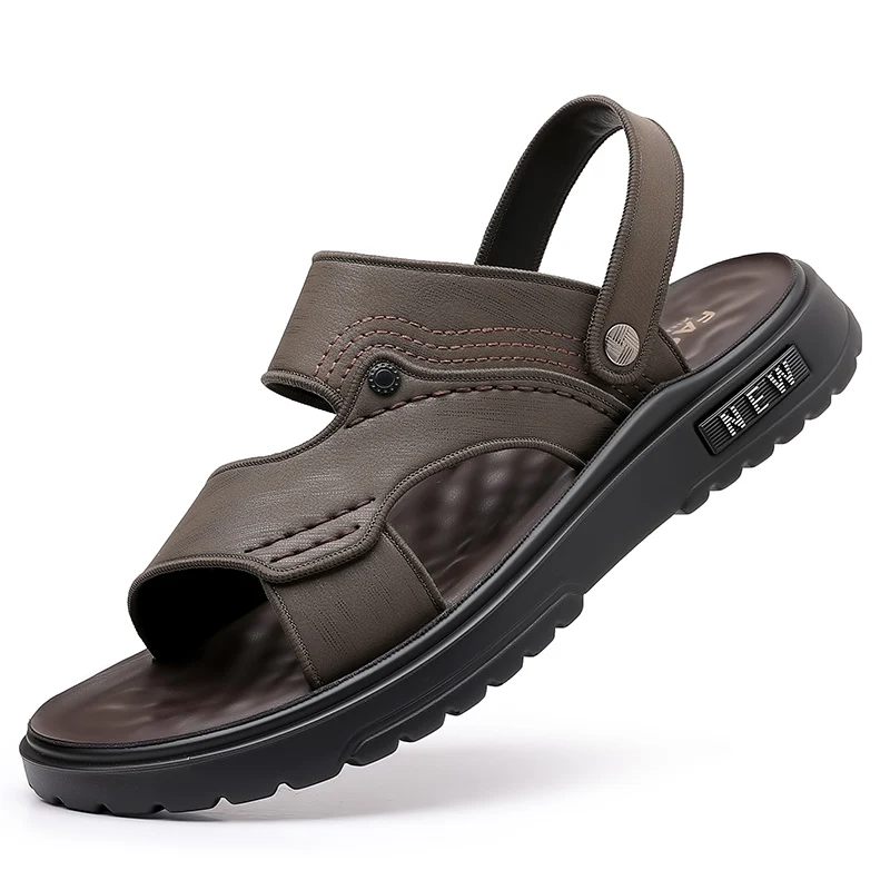 

Men's 2-in-1 Adjustable Strap Sandals – Non-Slip Big Size Summer Beach Shoes, Casual Open Toe Slide Slippers