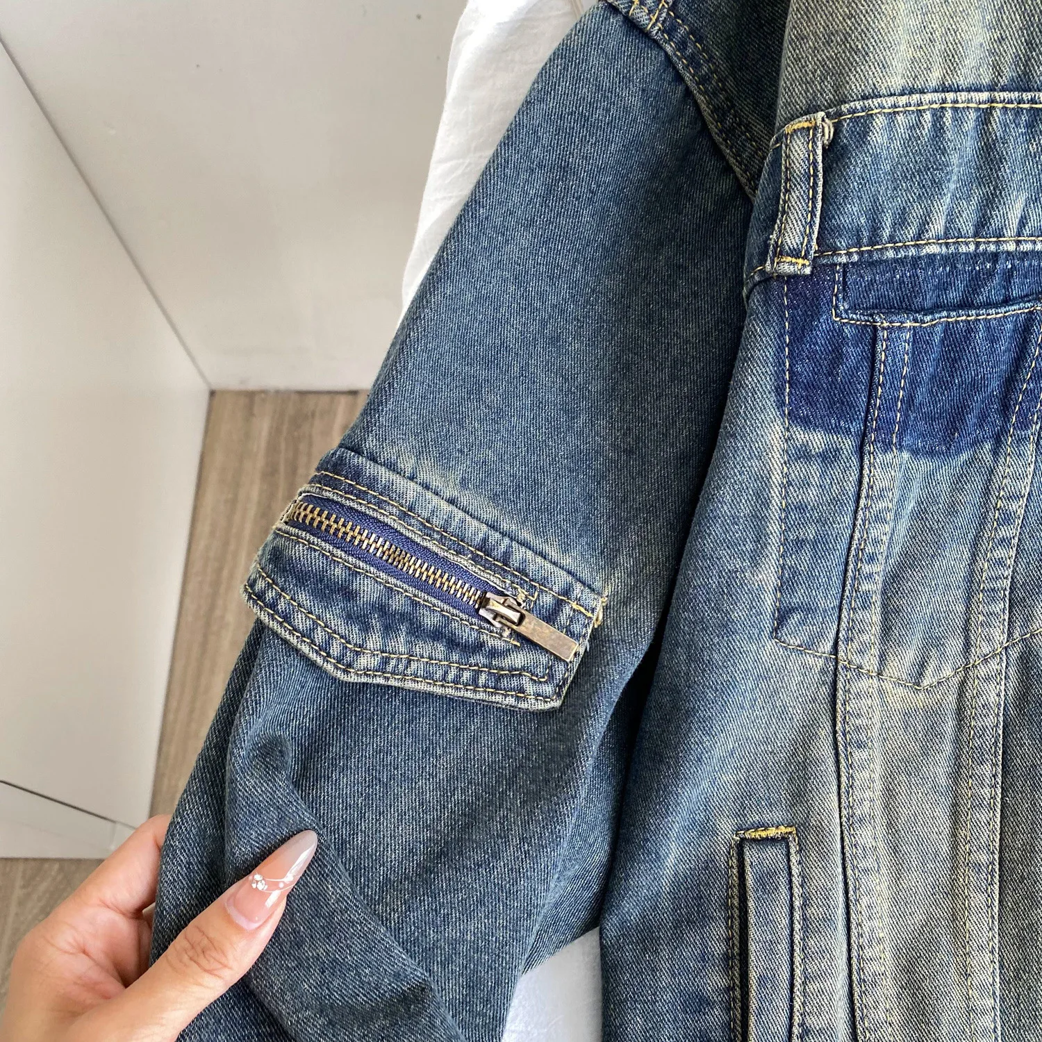 معطف نسائي من قماش الدنيم سترات بياقة مقلوبة Y2k ملابس الشارع الشهير سترة فضفاضة أنيقة غير رسمية للعمل لخريف وشتاء 2025 #5