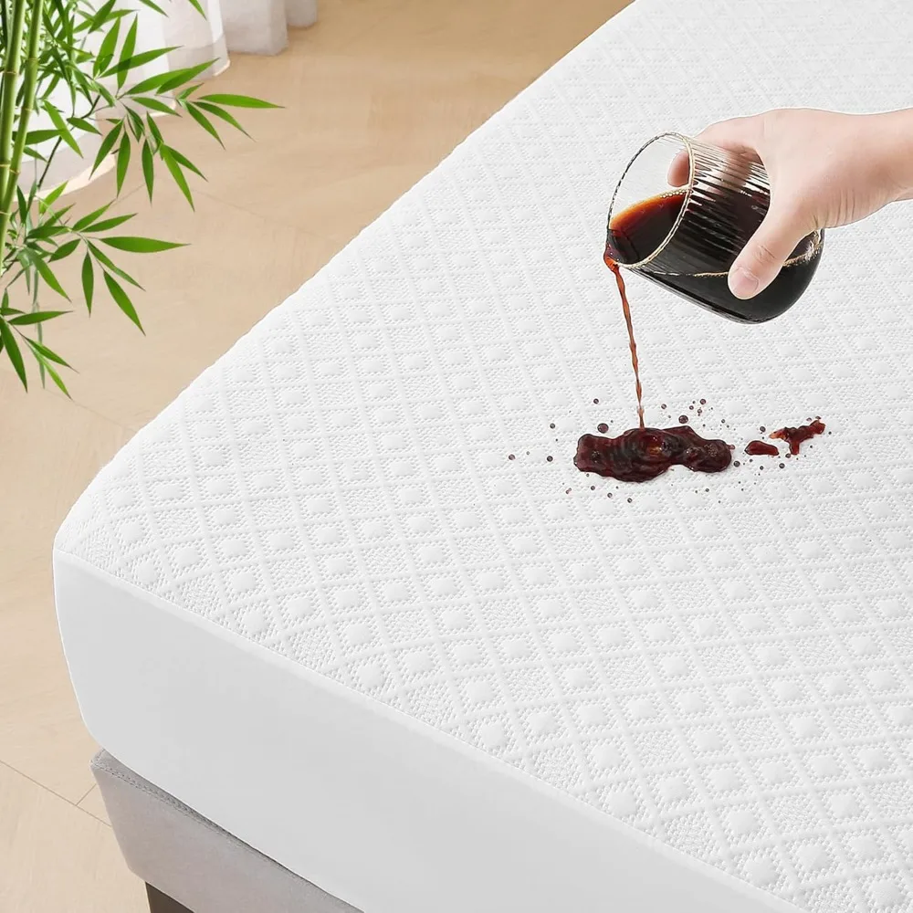 Waterproof Full Mattress Protector Hypoallergenic Bamboo Cooling Breathable Noiseless Cover 11 Deep Pocket