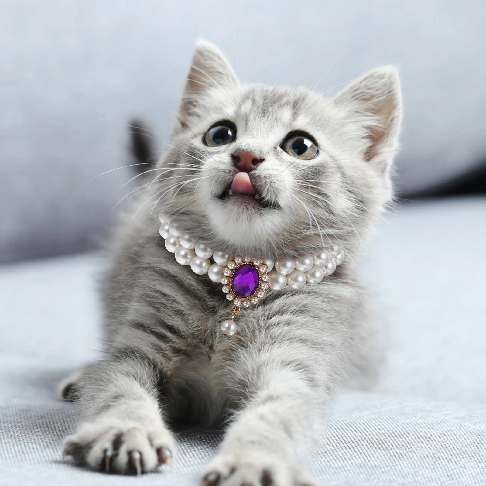 

Double Layer Pet Necklace Adjustable Pearl Decor Dog Jewelry Cat Collar Small Puppy Accessories Elegant Wedding Chain Kitten