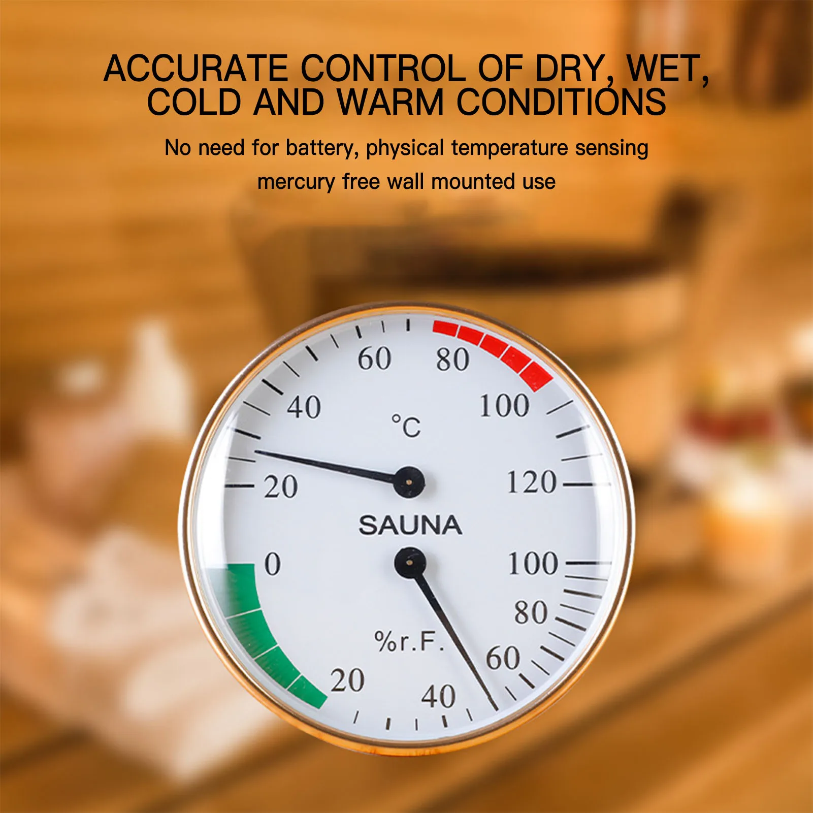 Saunas Thermometer Hygrometer Large Screen High Accuracy Air Comfort Indicator for Greenhouse Reptiles Terrarium
