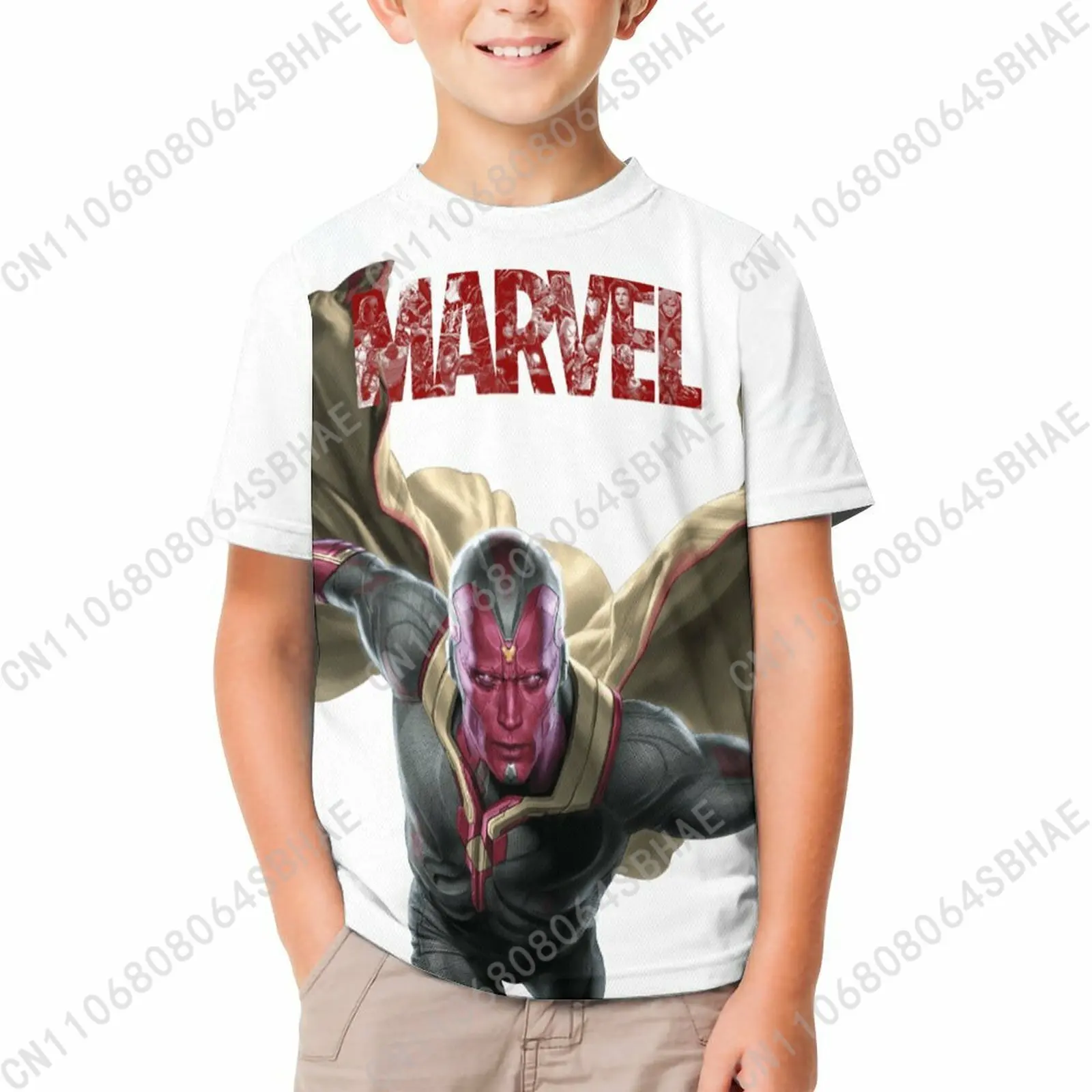 

Marvel Vision T Shirt Boy Girl Short Sleeve Print Cotton TShirt Comfortable Crew Neck Children Child Tee Cosplay