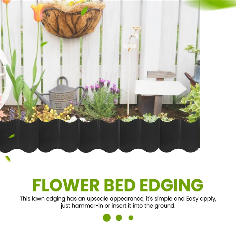 

LICE-Garden Lawn Edging - 20 Pack Landscape Border Flexible Interlocking Edging Plastic Palisade Fence DIY Decorative