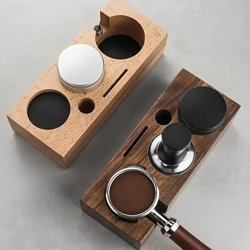 51/53/58MM Wood Coffee Tamper Holder Non Slip Tamper Holder Adjustable Espresso Tamper Station for Coffee Enthusiasts Baristas
