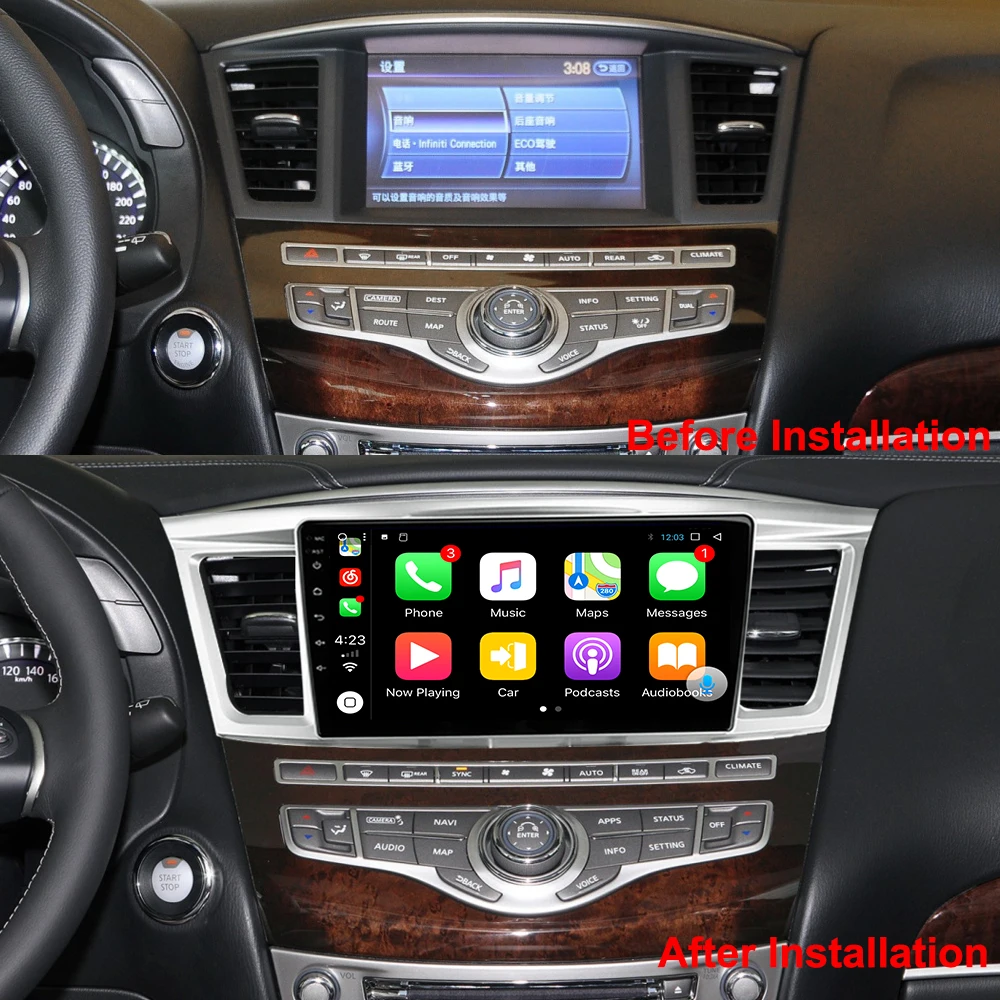 راديو السيارة لـ Infinity QX60-، Android ، مشغل فيديو متعدد الوسائط ، نظام تحديد المواقع والملاحة ، Din مزدوج دي في دي
