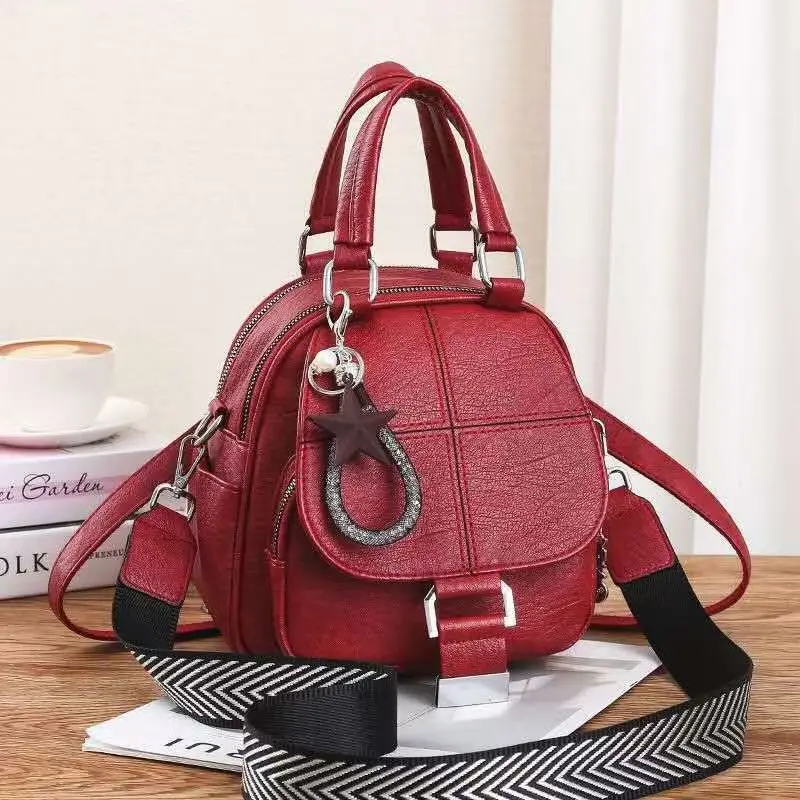 New Fashion Soft Leather Backpack Women's Korean Edition Three-Purpose Crossbody Tote Bag Single-shoulder Bag Handbag