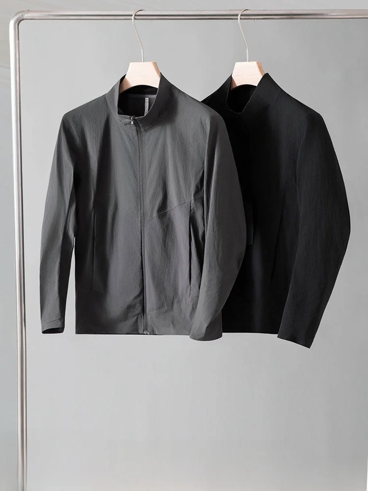 

Business V Series Windproof Waterproof Spring Outdoor Men's Casual Full Glue Press Collar Jacket Standard Fit Nylon Fiber