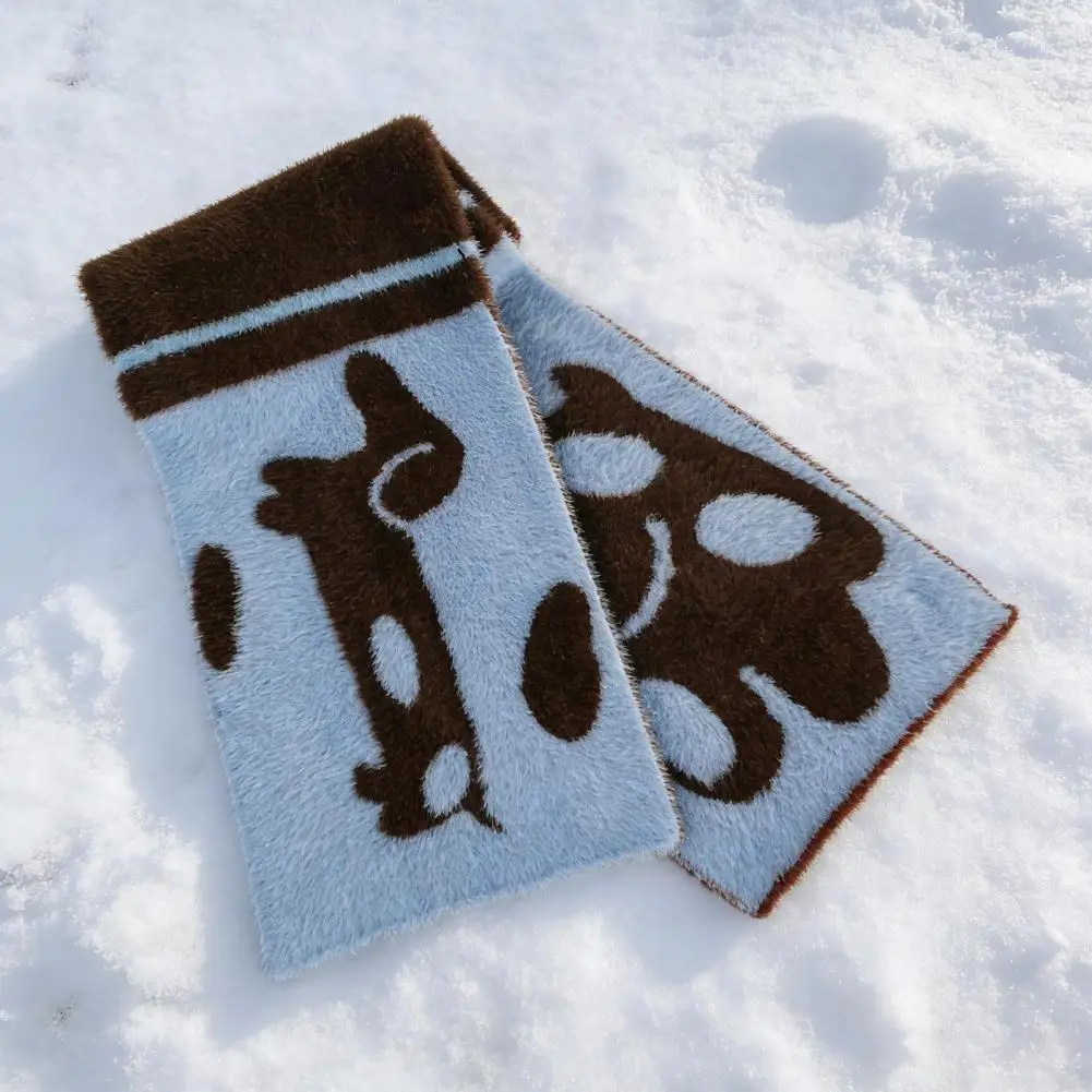 Echarpe-a-carreaux-coloree-surdimensionnee-pour-femme-motif-teckel-de-dessin-anime-en-fausse-fourrure-de-vison-chaude-et-douce-chale-polyvalent