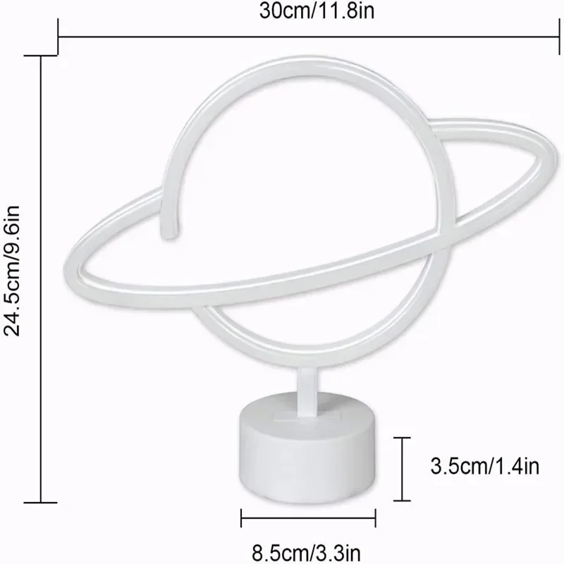 Lampe au néon LED en forme de planète elliptique, enseigne de la terre, batterie, applique murale décorative pour la maison, éclairage de salle de