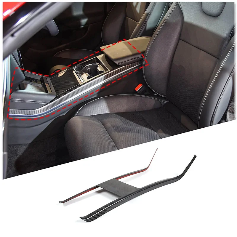 For Tesla Model S 2023 2024 Real Carbon Fiber Center Console Gear Shift Panel Decoration Cover Trim Sticker Cover