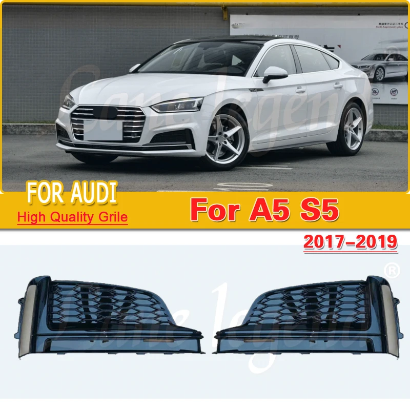 Car Accessories For Audi A5 Sport S5 Sline 2017 2018 2019 Left Right Front Bumper Side Fog Light Grille Foglamp Cover Auto Parts