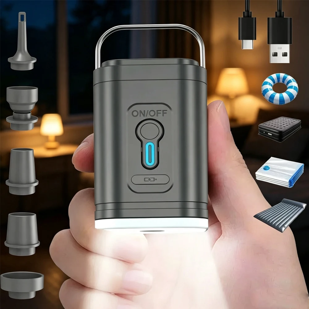 Mini Portable Air Pump 1200mAh USB Rechargeable Wireless/* Inflator Deflator for Camping Mattress Pool Float Boat Fast Inflation