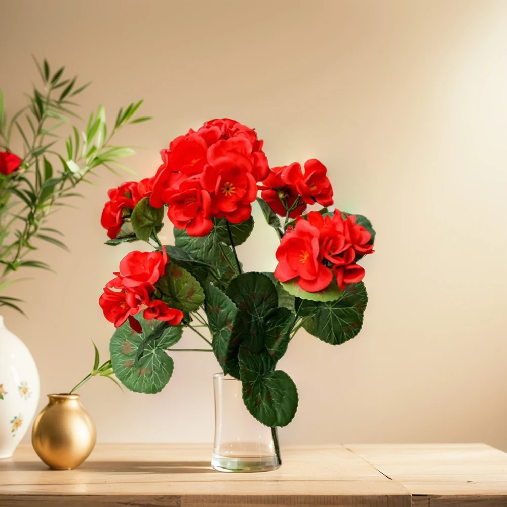 2/4 Stück 12,6 Zoll Künstliche Pflanze Seiden-Begonien-Blume Geranien UV-Beständig Vliesstoff Kunstblumen für Garten Bonsai Blumendekoration – Detail 10